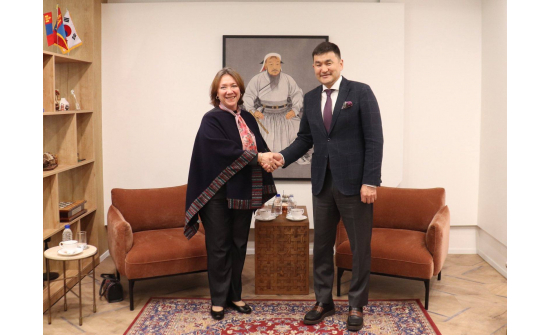 ON 13 APRIL 2026, AMBASSADOR SUKHBOLD SUKHEE MET MS. SARA SOLIS, NON-RESIDENT AMBASSADOR OF THE REPUBLIC OF GUAREMALA TO MONGOLIA