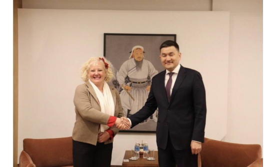 ON 10 APRIL, 2026, AMBASSADOR SUKHBOLD SUKHEE MET WITH MS. BEATE DASTEL, RESIDENT REPRESANTATIVE OF UNICEF IN MONGOLIA, AND DURING MEETING, THEY DISCUSSED COOPERATION ON MONGOLIAN CHILDREN'S EDUCATION, DEVELOPMENT AND PROTECTION OF RIGHTS